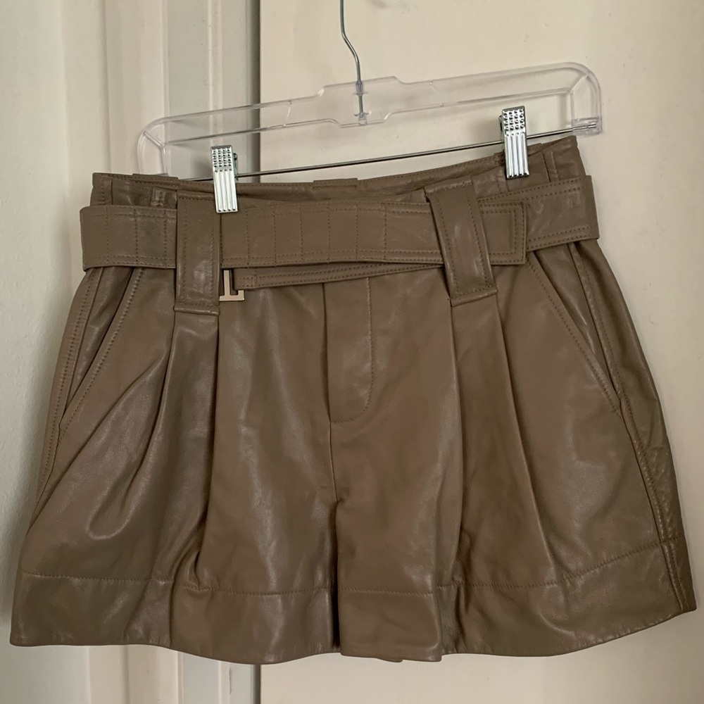 Ganni Tan High Waist Shorts with Tailored Design